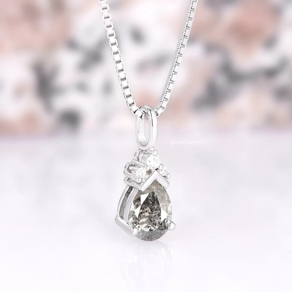 Galaxy Raw Salt & Pepper Diamond (Herkimer Diamond) Pendant Necklace- Sterling Silver