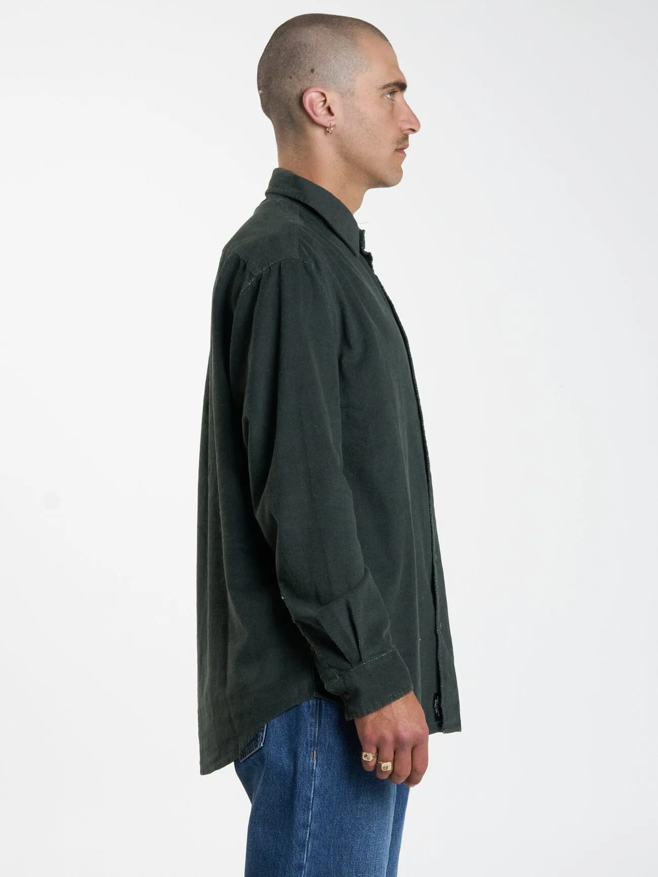 Gravitating Naturally Cord Long Sleeve Shirt - Thyme