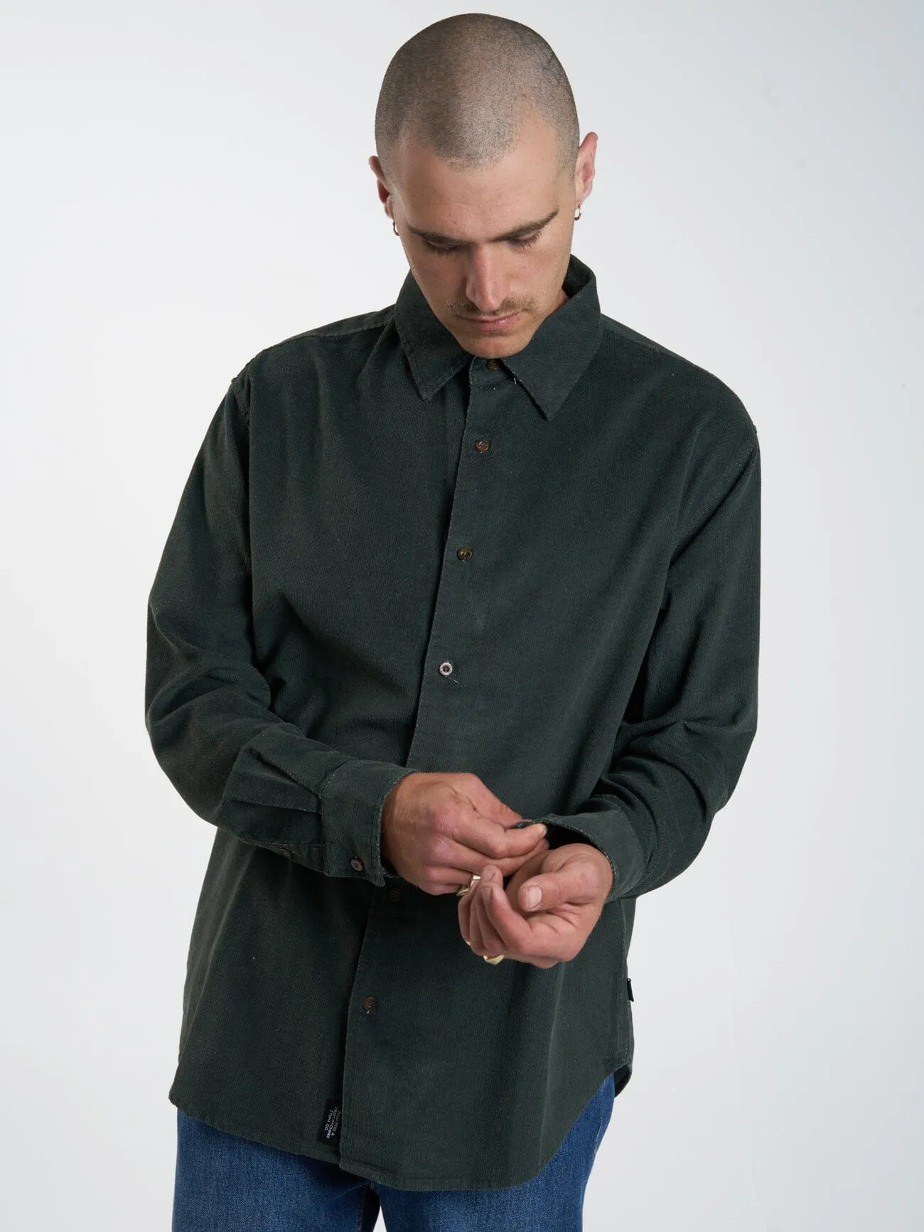 Gravitating Naturally Cord Long Sleeve Shirt - Thyme