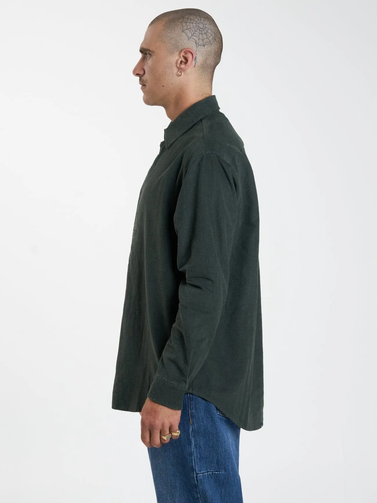 Gravitating Naturally Cord Long Sleeve Shirt - Thyme