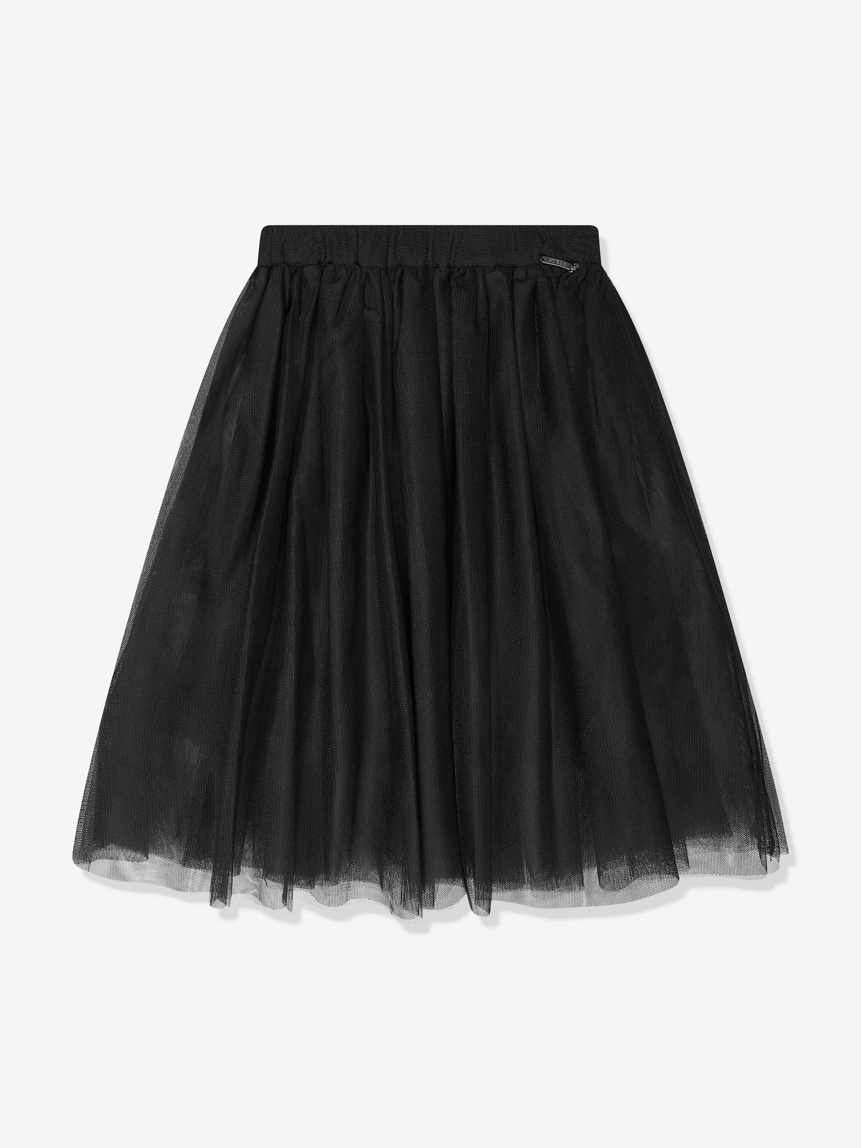 Guess Girls Mesh Midi Skirt in Black