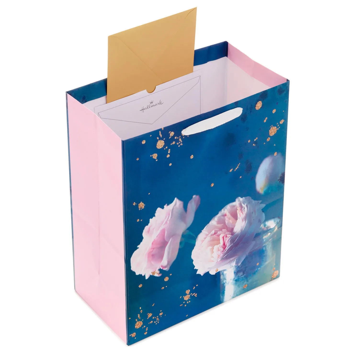 Hallmark 13'' Pink Peonies on Blue Large Gift Bag