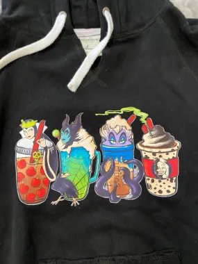 Hoodie Villains Themed Coffee Drinks Black V Neck Fleece