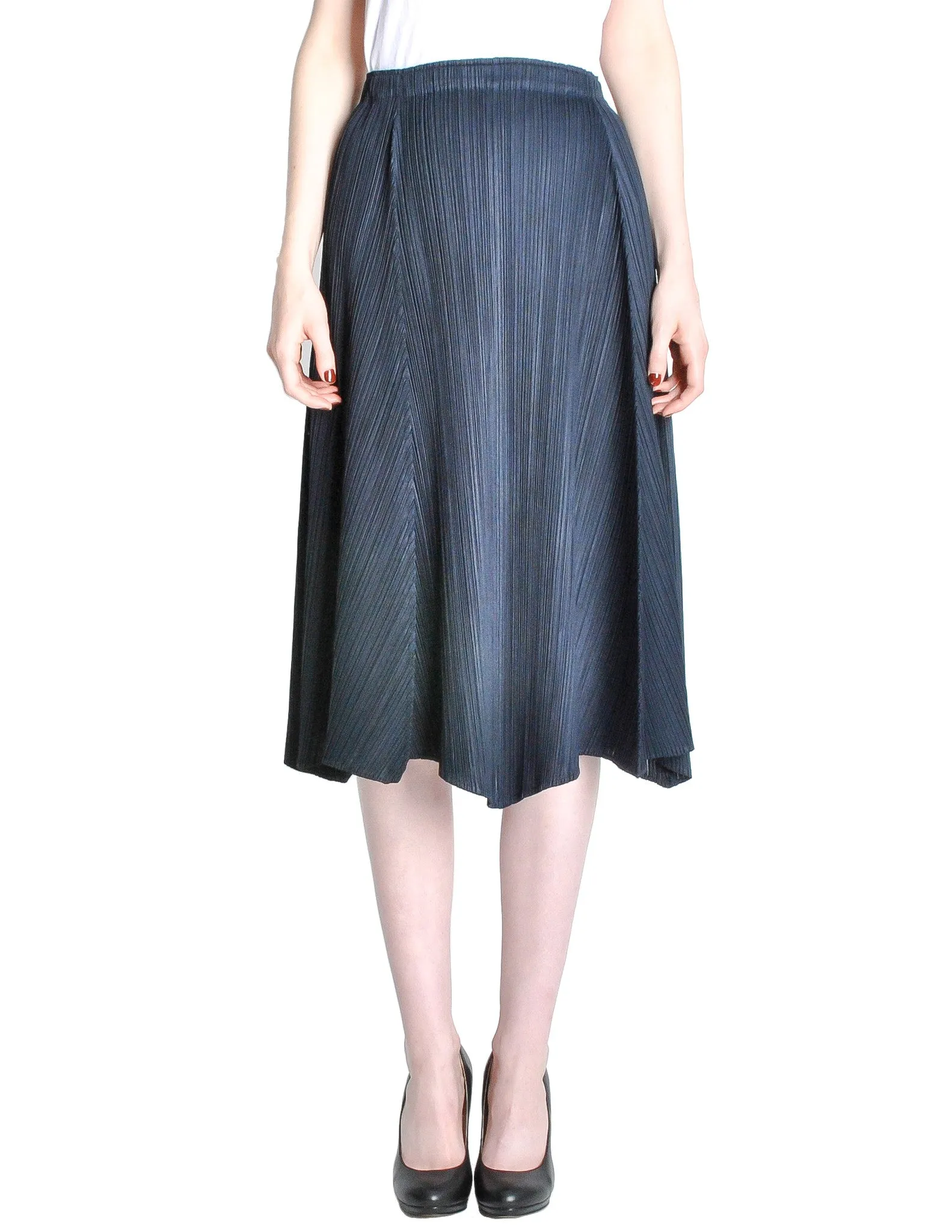 Issey Miyake Pleats Please Deep Blue Pleated Skirt