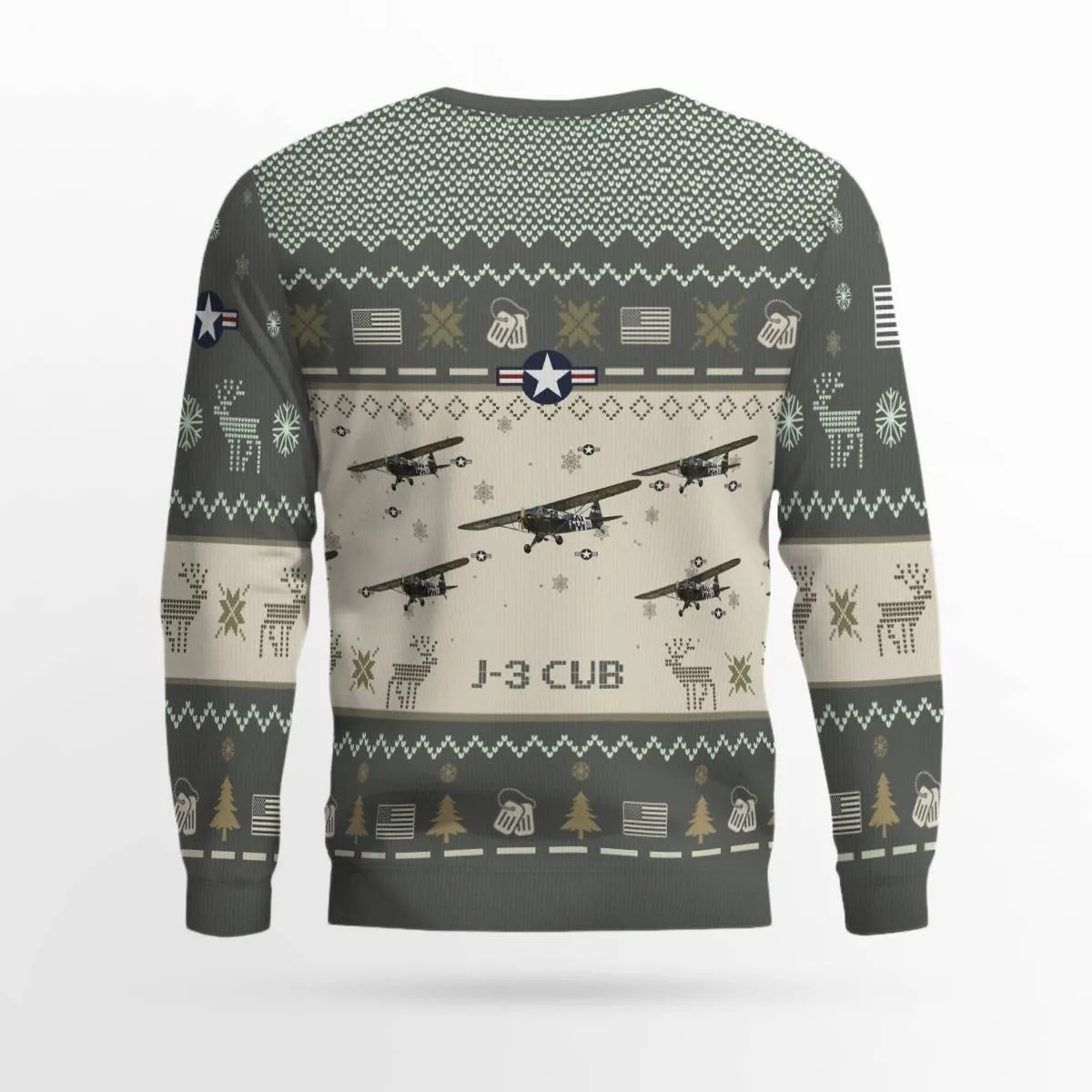 J-3 Cub J3_Aircraft Ugly Sweater, Ugly Sweater Christmas Shirt for Men Dad Veteran