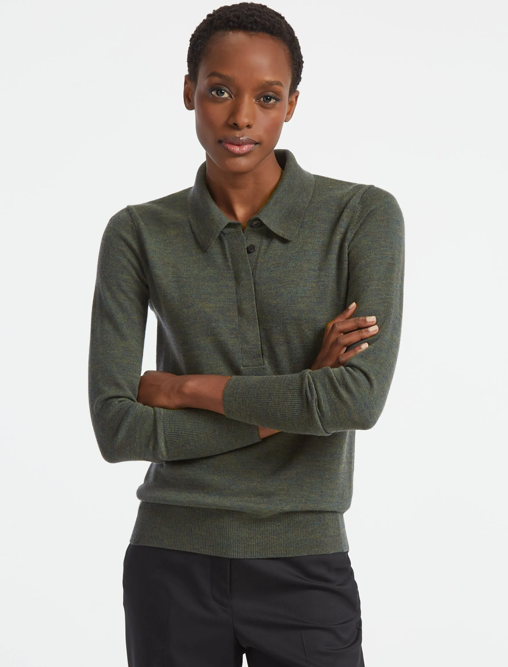 Josie Wool Collared Jumper - Khaki