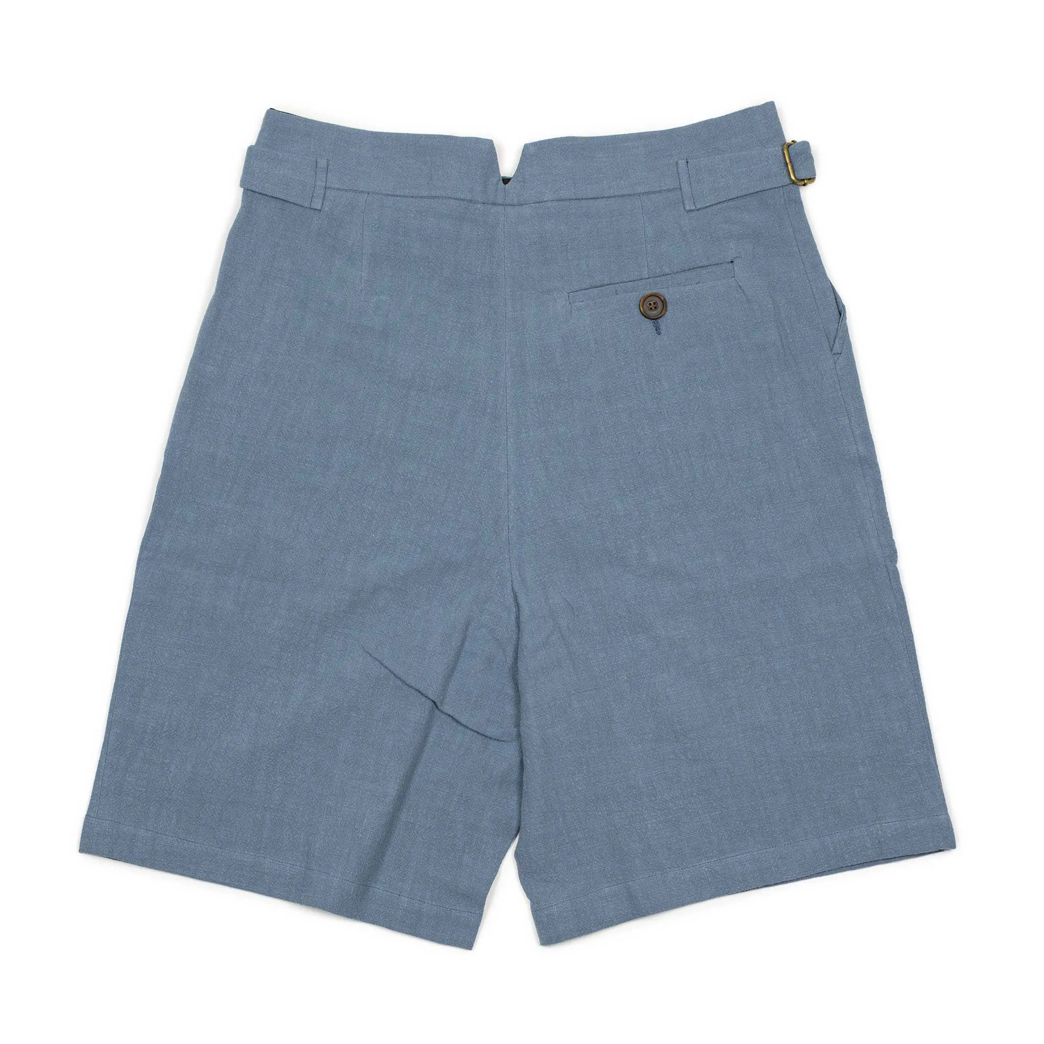 Karl side tab shorts in faded indigo ramie