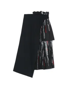 KHADI COTTON   QUOTES PRINT ASYMMETRIC PLEATED SKIRT