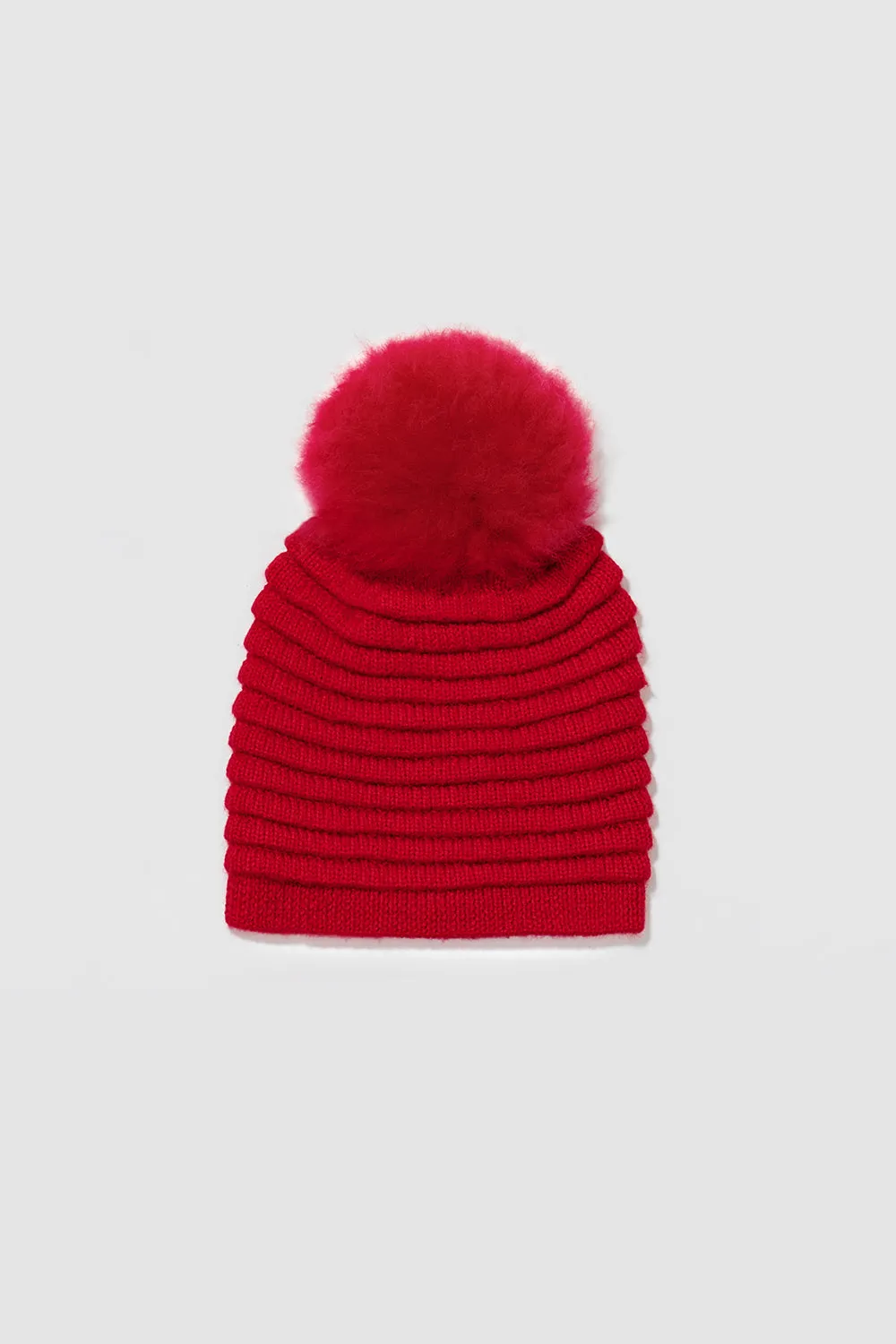 Kids (6-14 Years) Ribbed Hat with Oversized Fur Pompon