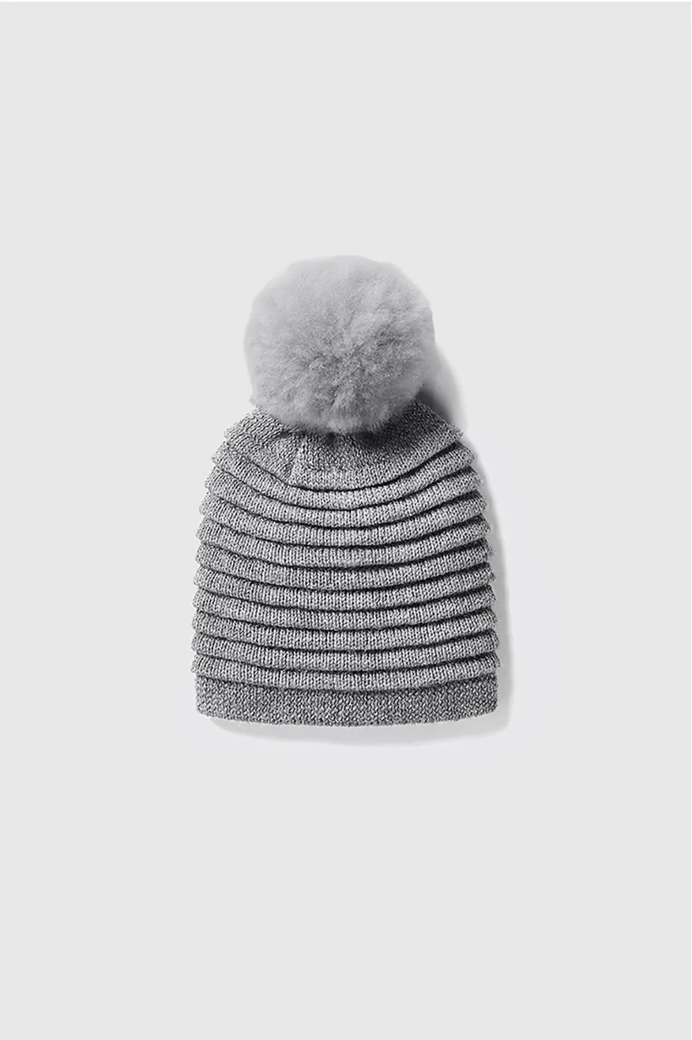 Kids (6-14 Years) Ribbed Hat with Oversized Fur Pompon