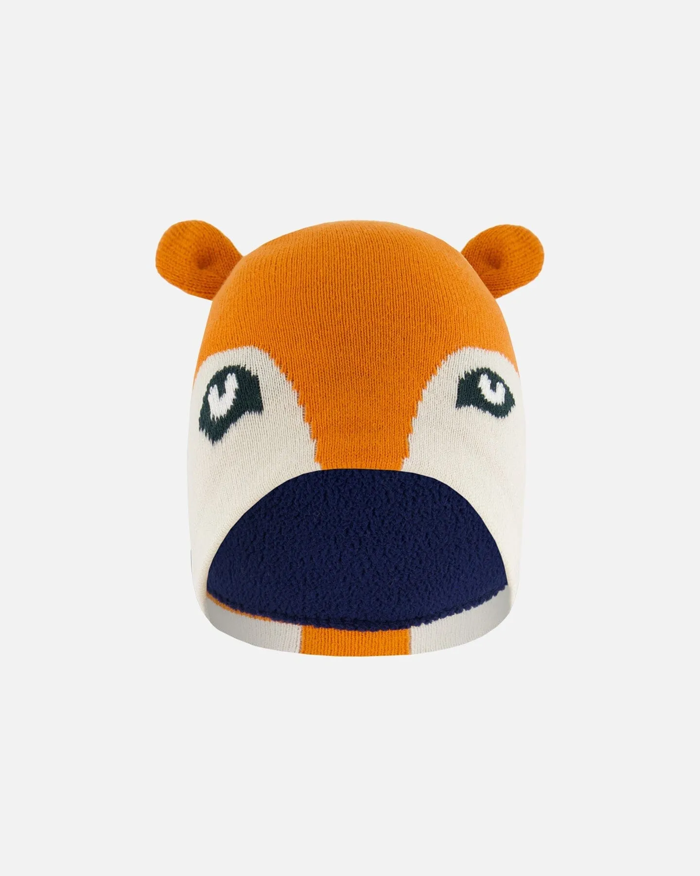 Knit Hat Orange Fox Face by Deux par Deux