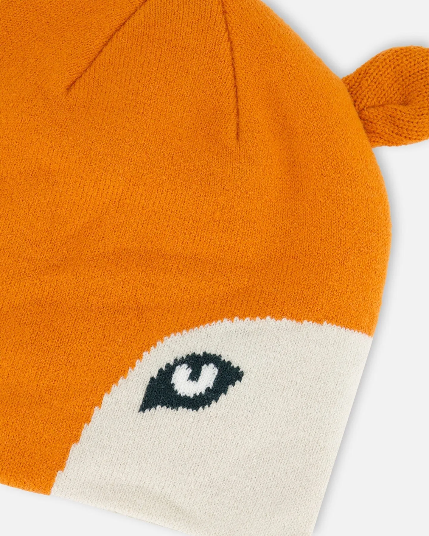 Knit Hat Orange Fox Face by Deux par Deux