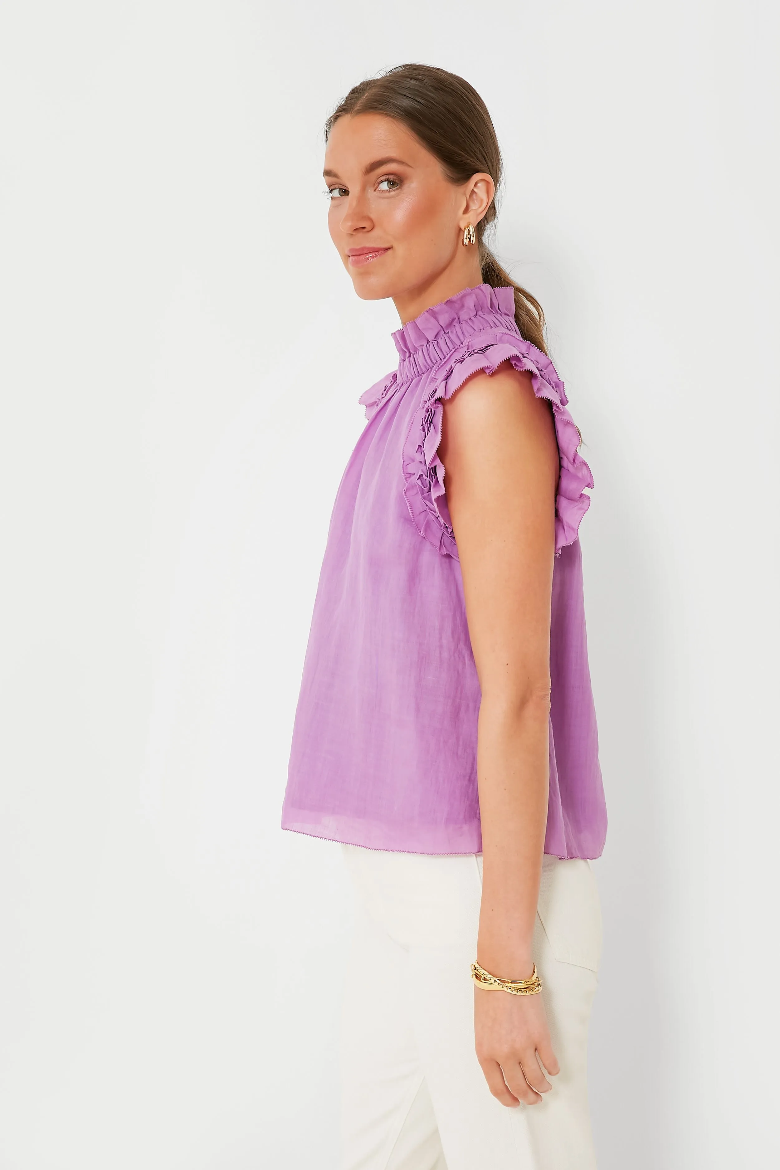 Lavender Micah Solid Ramie Tank Top