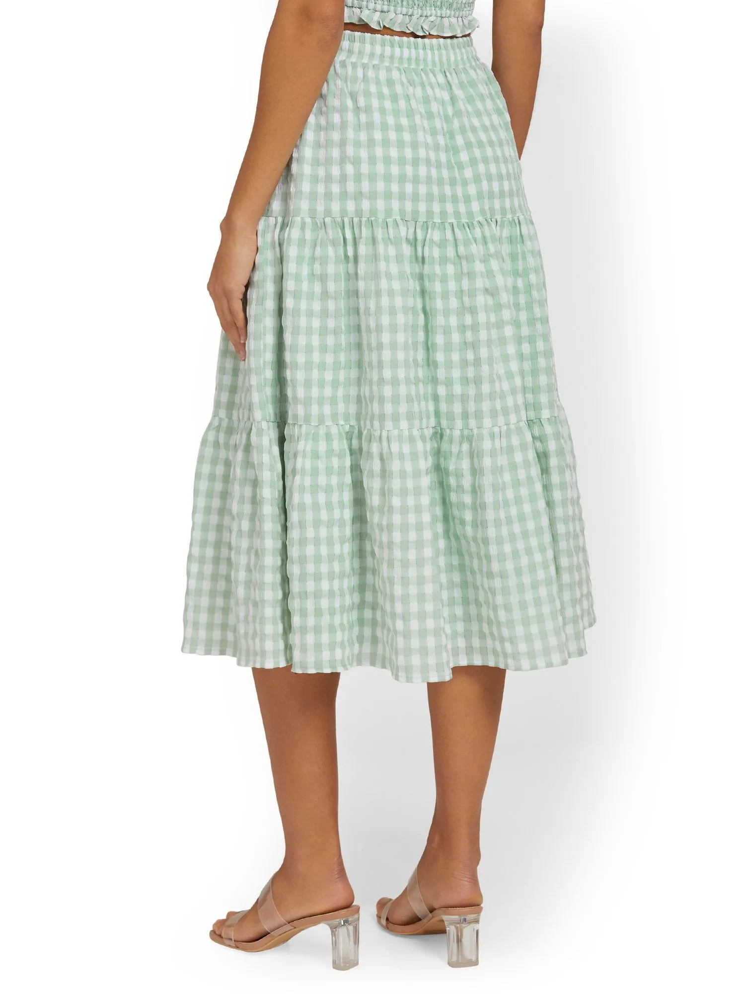 Lena Tiered Gingham Midi Skirt - Brands We Love