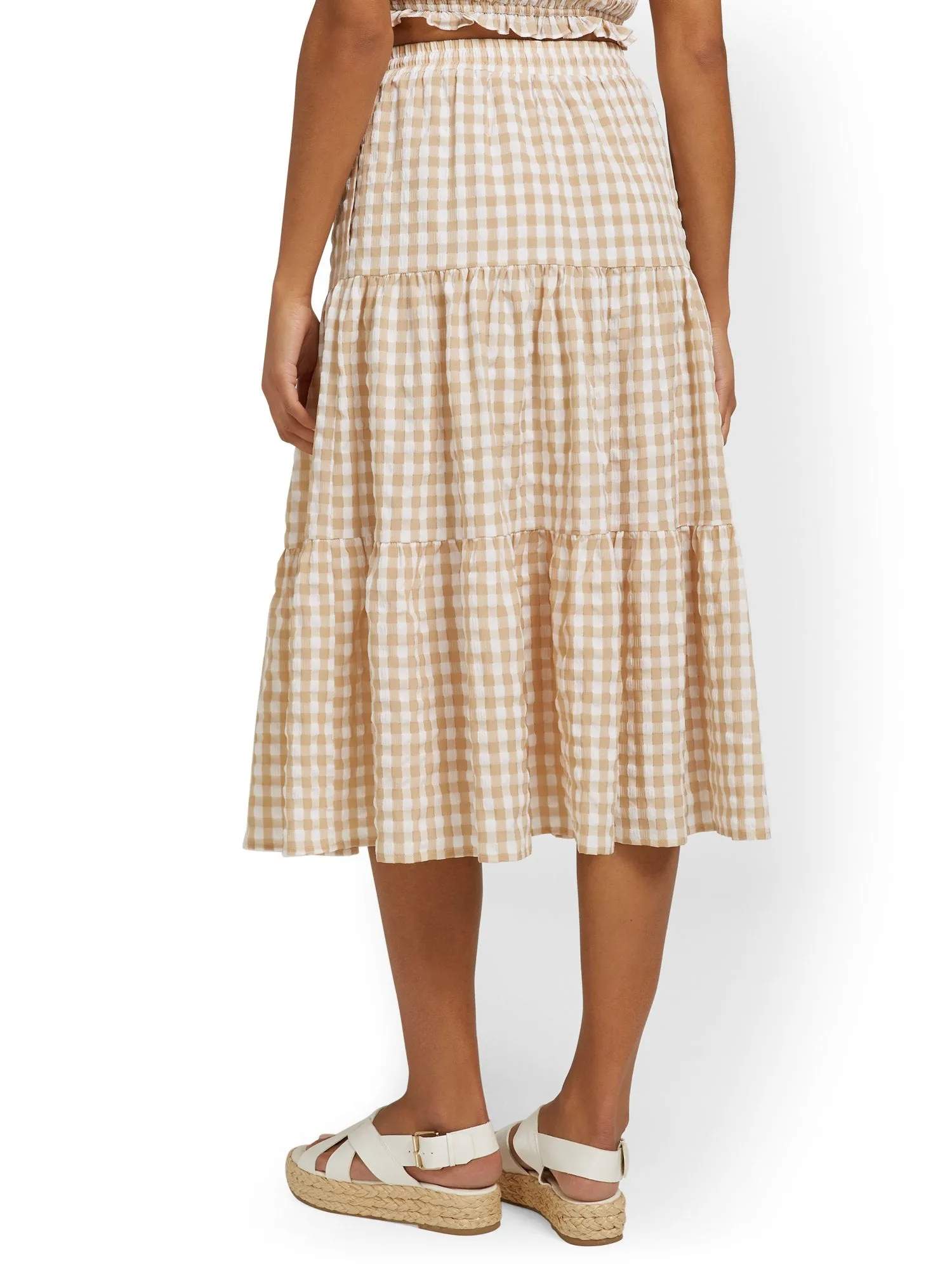 Lena Tiered Gingham Midi Skirt - Brands We Love