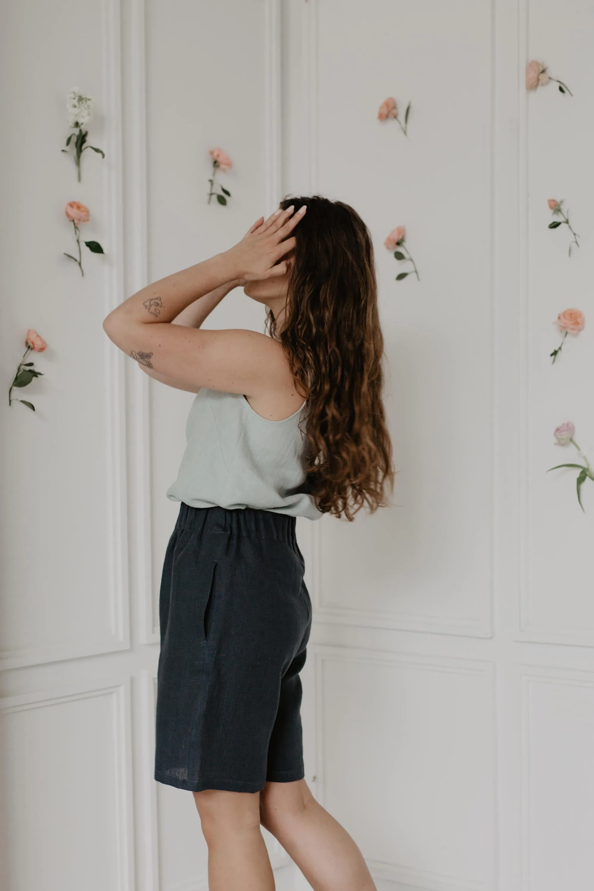 Long linen shorts MATILDA by AmourLinen