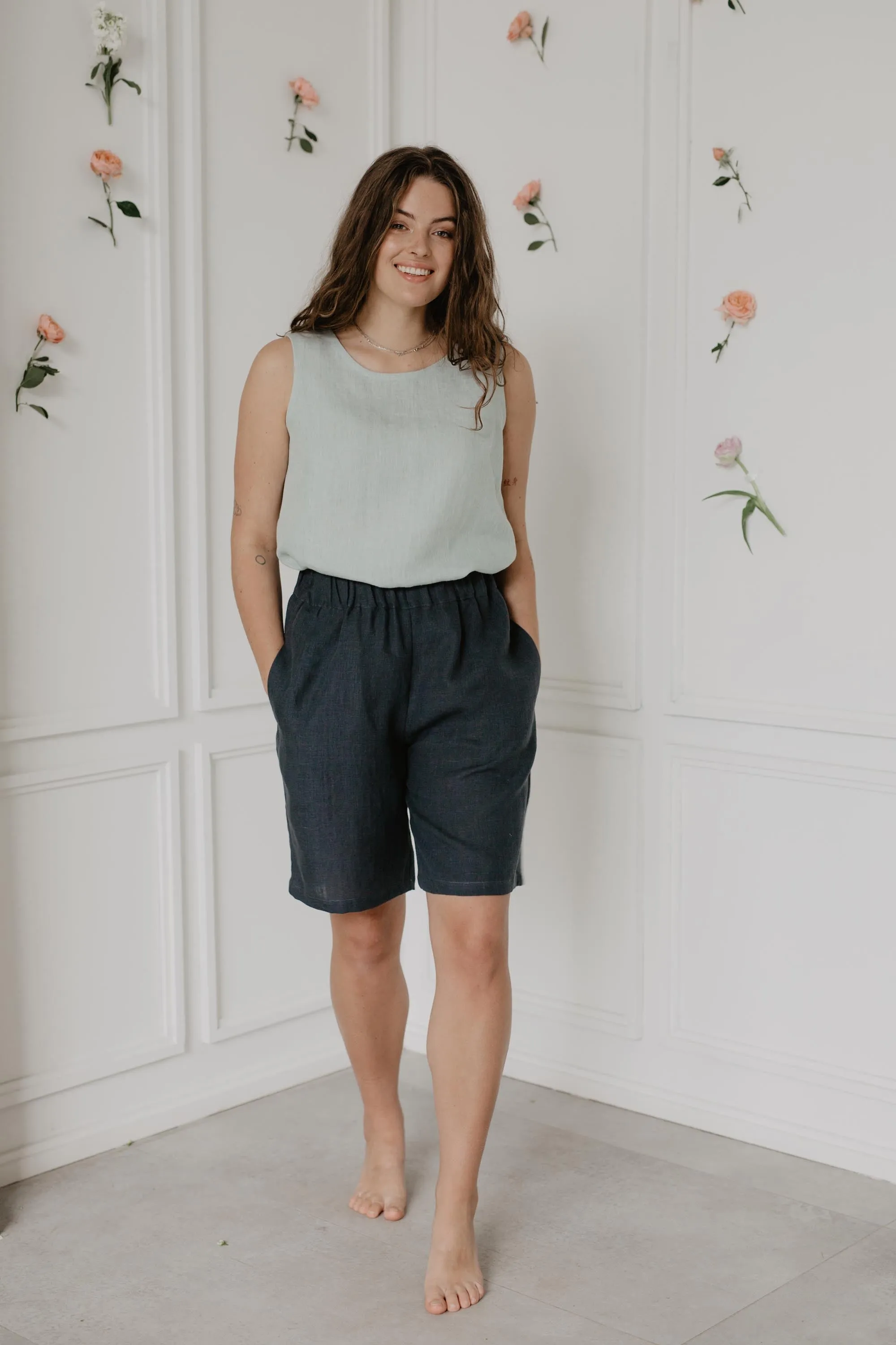 Long linen shorts MATILDA by AmourLinen