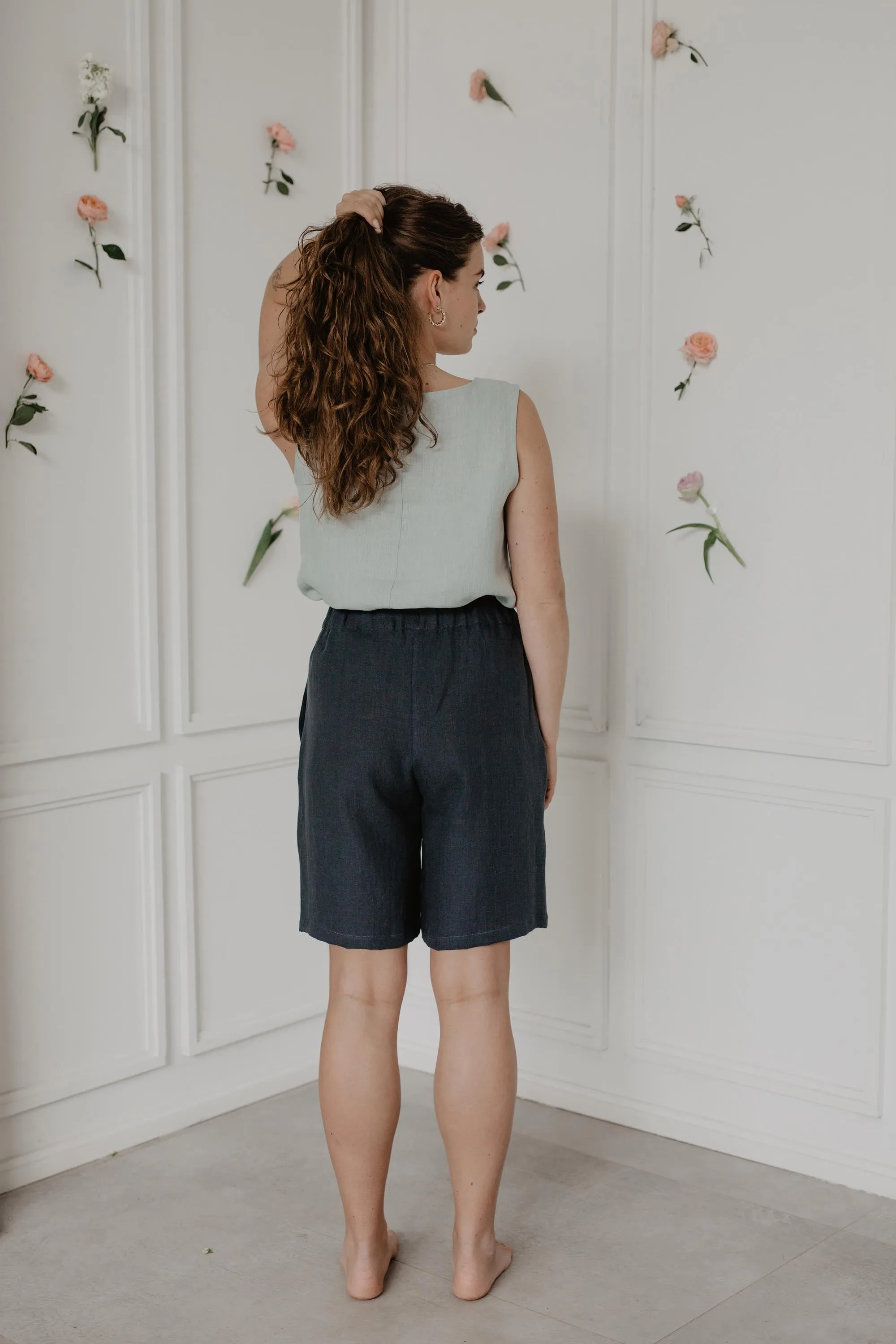 Long linen shorts MATILDA by AmourLinen