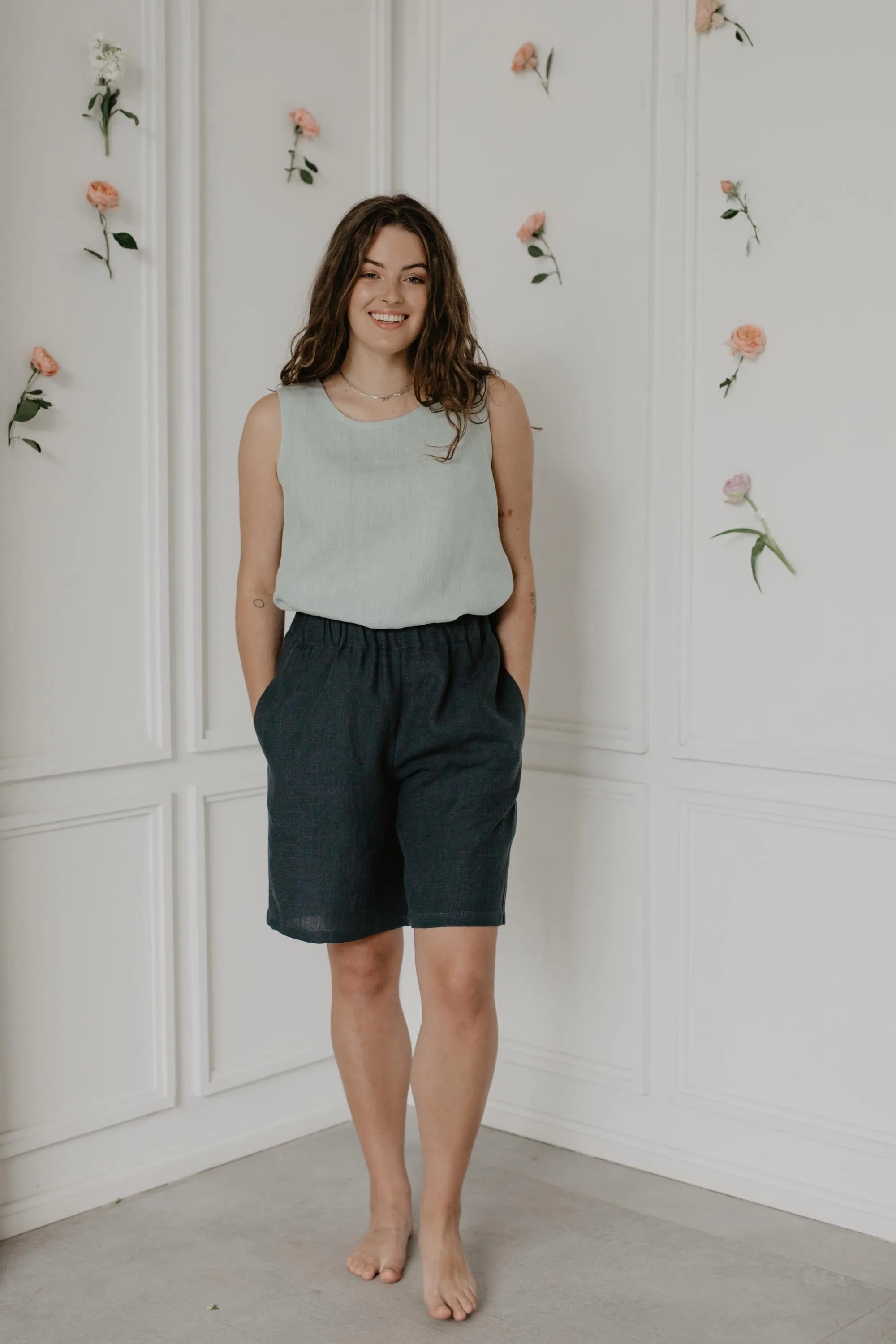 Long linen shorts MATILDA by AmourLinen