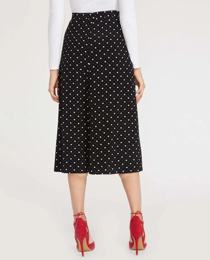 Long Oxford Spot Pleated Skirt