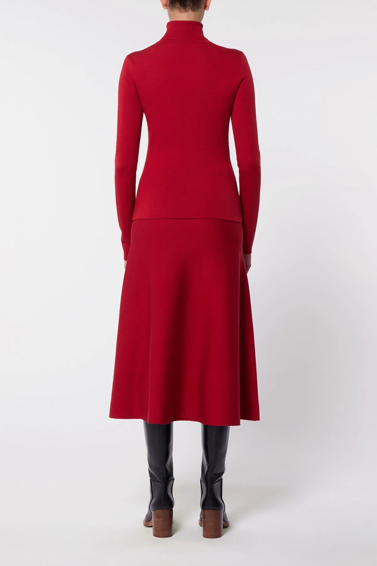 May Knit Turtleneck in Scarlet Red Merino Wool Cashmere