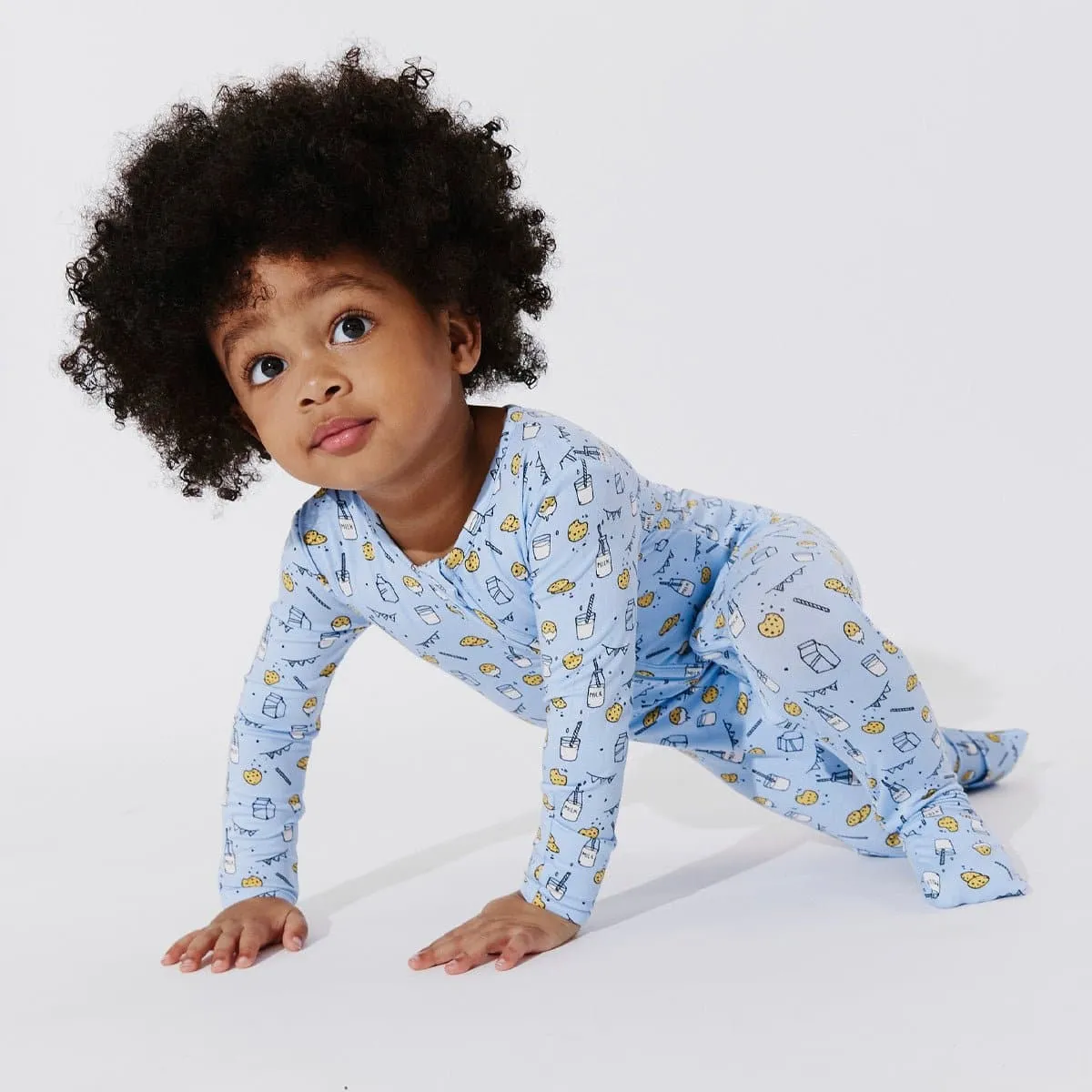 Milk and Cookies Blue Bamboo Convertible Footie