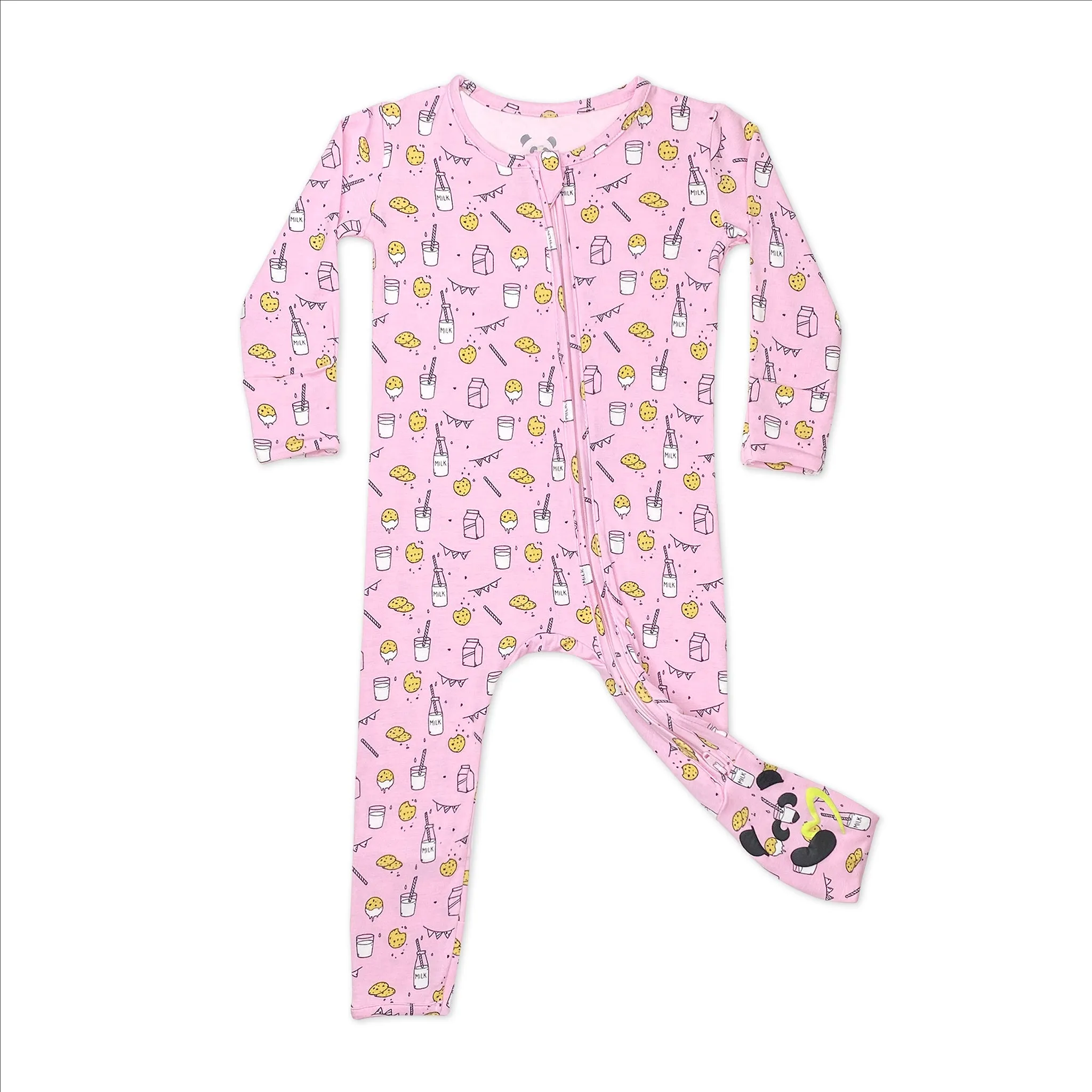 Milk and Cookies Pink Bamboo Convertible Footie