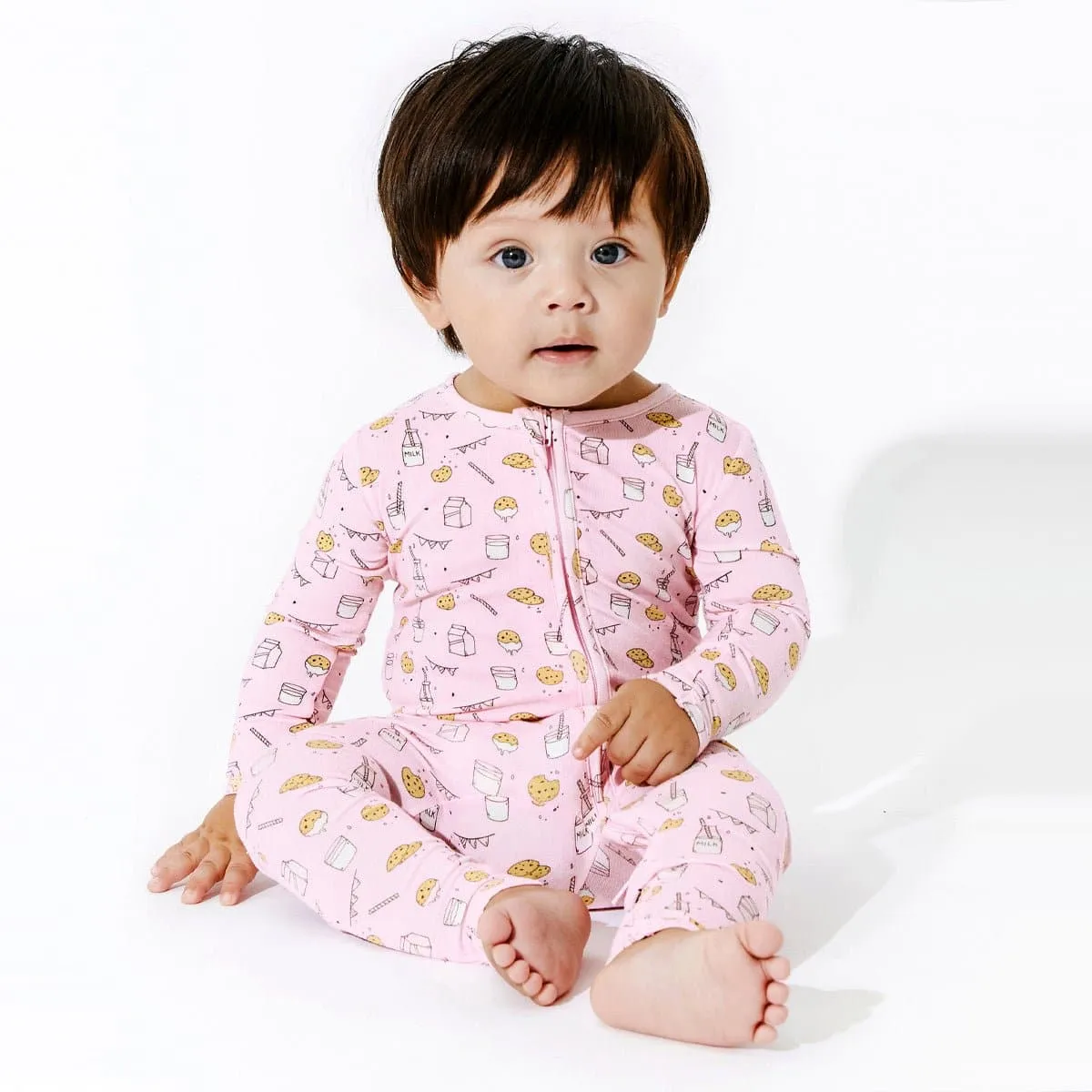 Milk and Cookies Pink Bamboo Convertible Footie