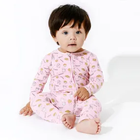 Milk and Cookies Pink Bamboo Convertible Footie