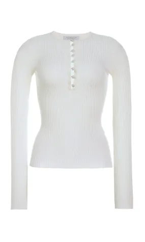 Mirta Knit Sweater in Ivory Merino Wool