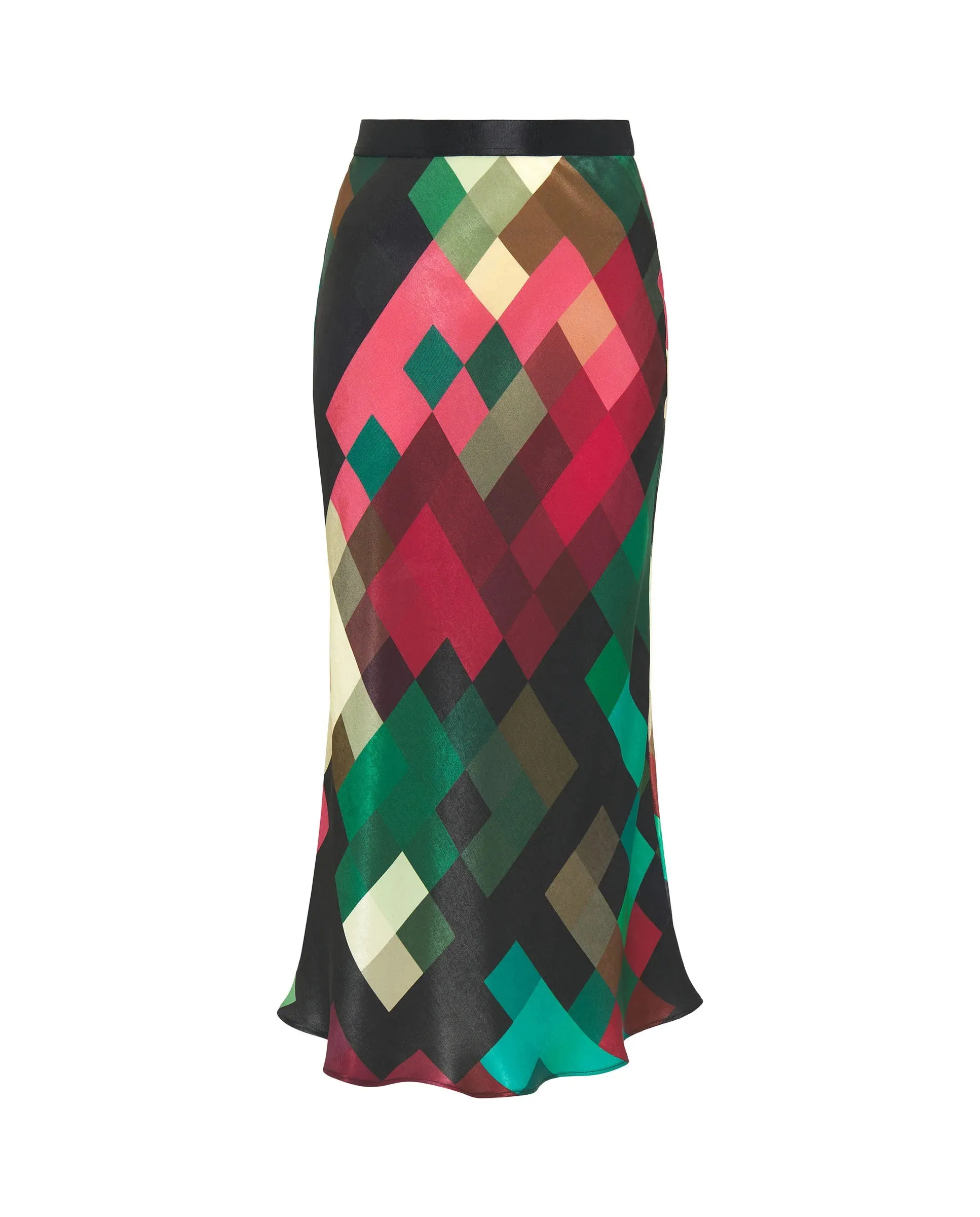 MIRTO 1956 - MULTICOLOR PIXEL PLAID MIDI SKIRT