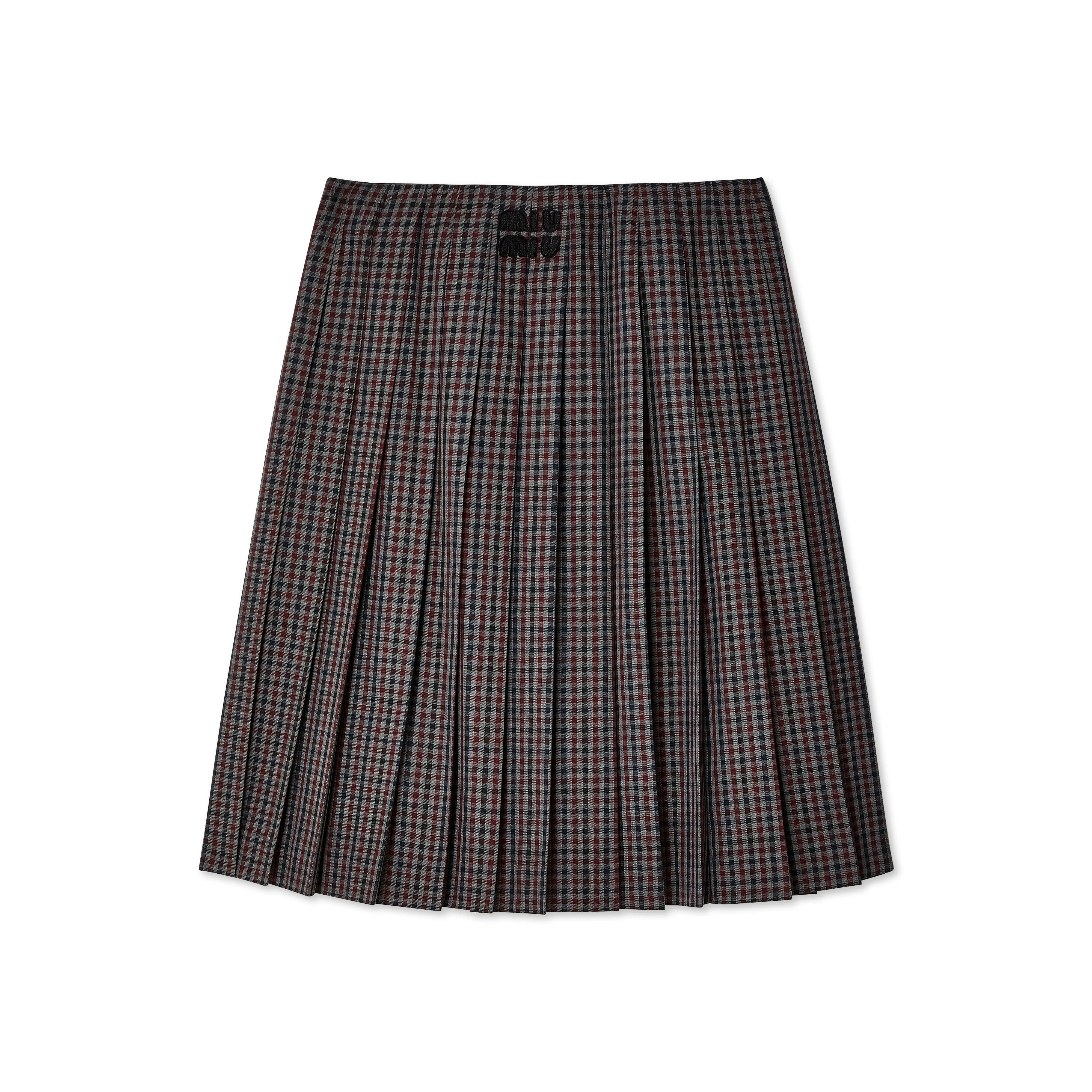 Miu Miu - Women's Pleated Gingham Check Skirt