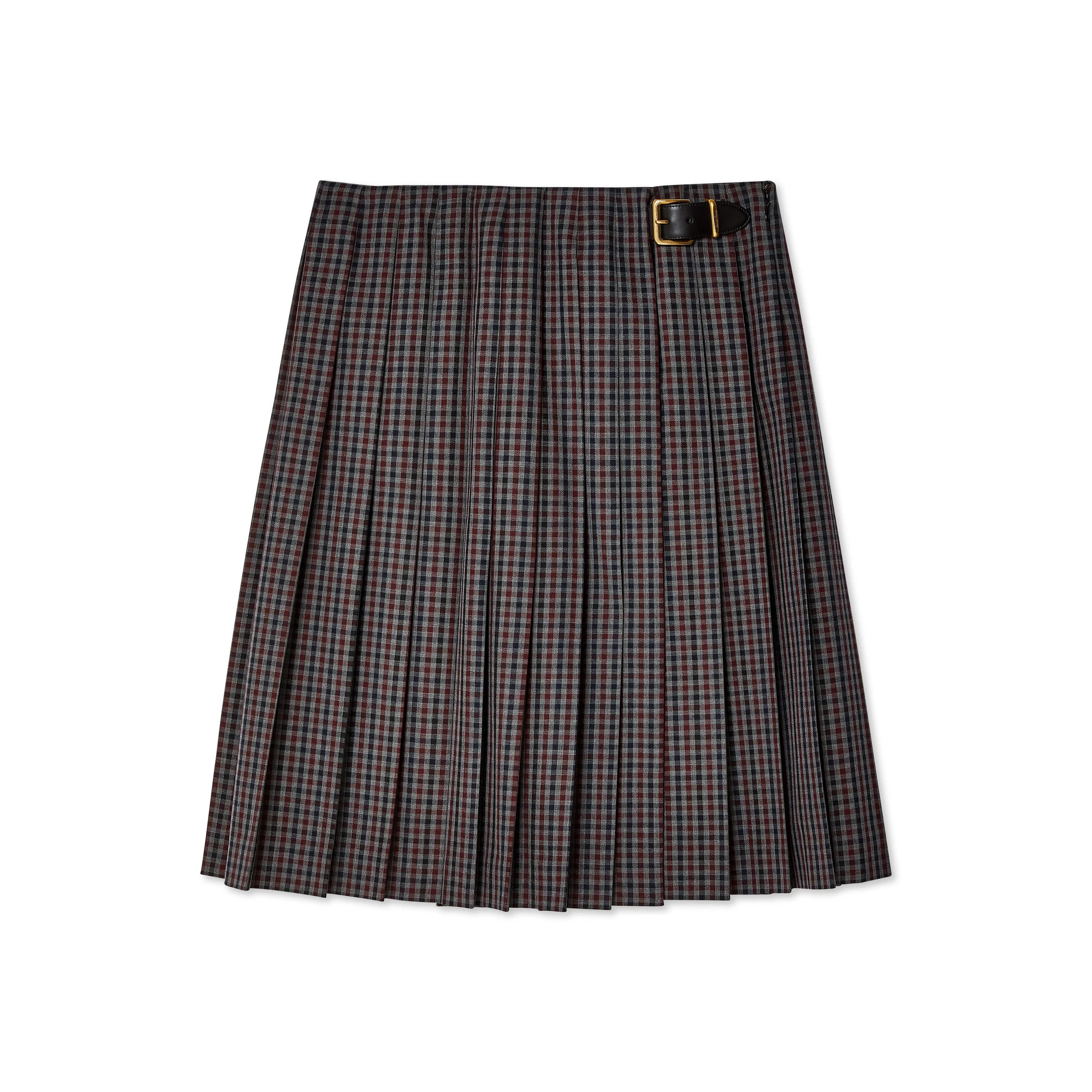 Miu Miu - Women's Pleated Gingham Check Skirt