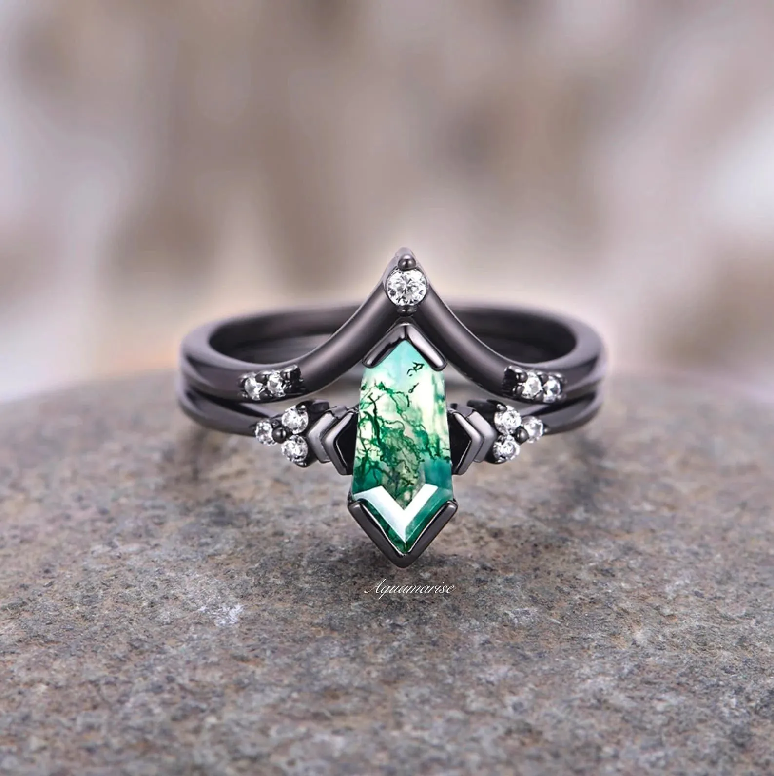 Moss Agate Couples Ring