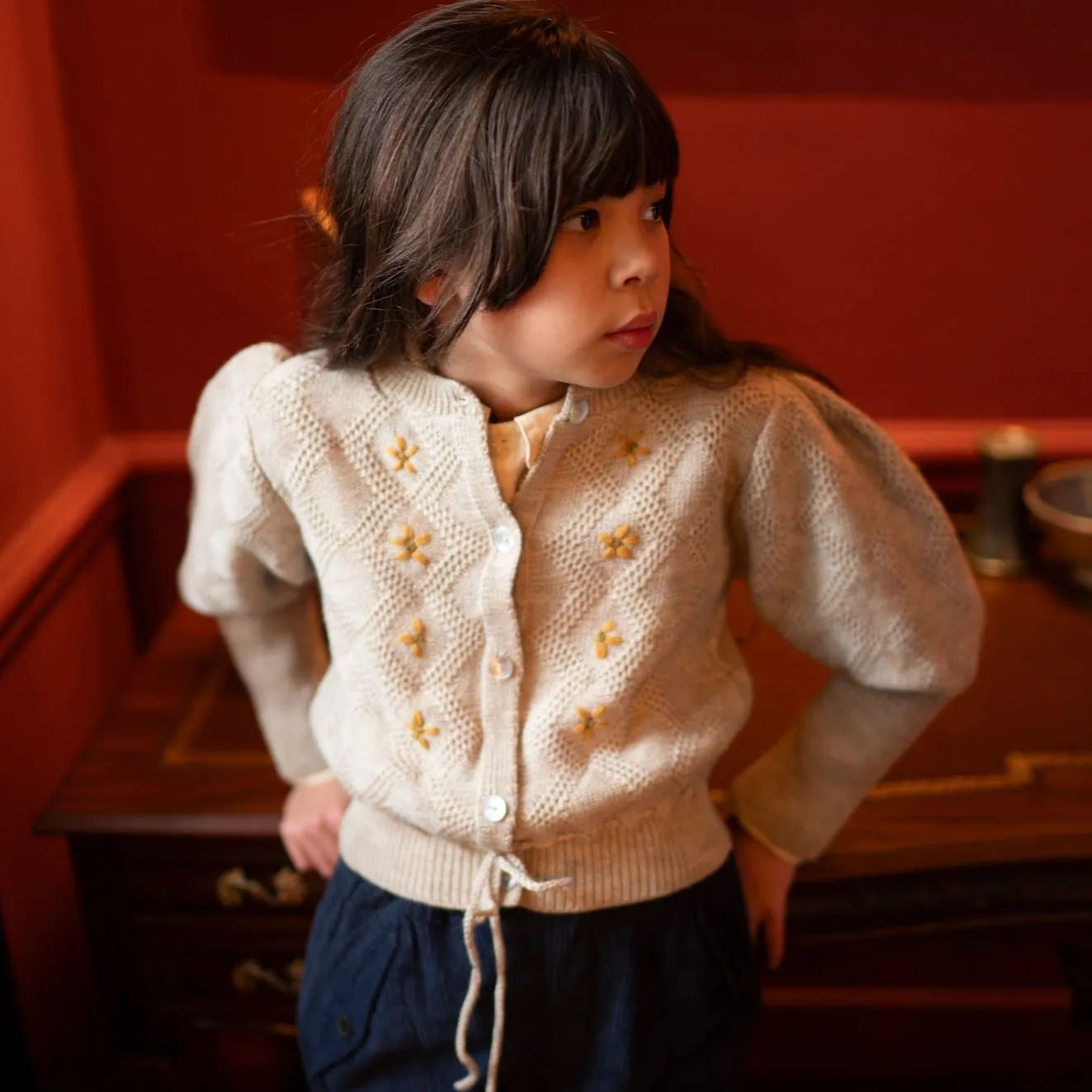 MOSS CARDIGAN, BISCUIT