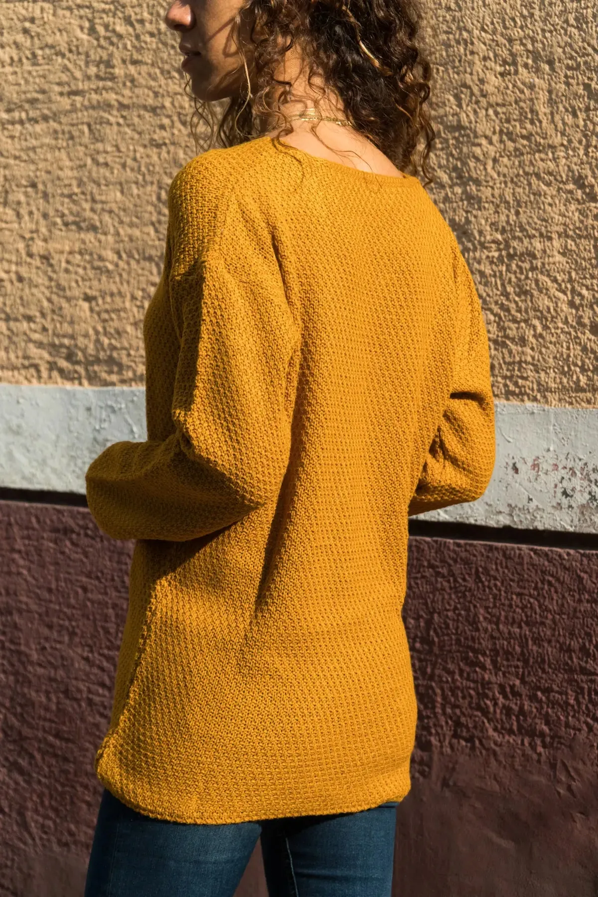 Mustard V Neck Brass  Sweater