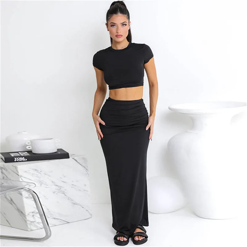 Navel-Baring High Waist Hip skirt suit