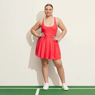 New - Prince Pickleball Women's Cross-Back Pleated Dress - Red L