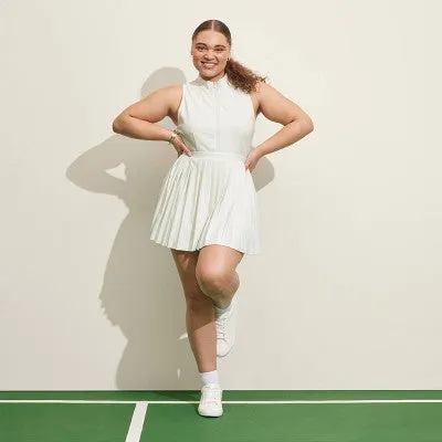 New - Prince Pickleball Women's Zip-Front Pleated Dress - Cream S