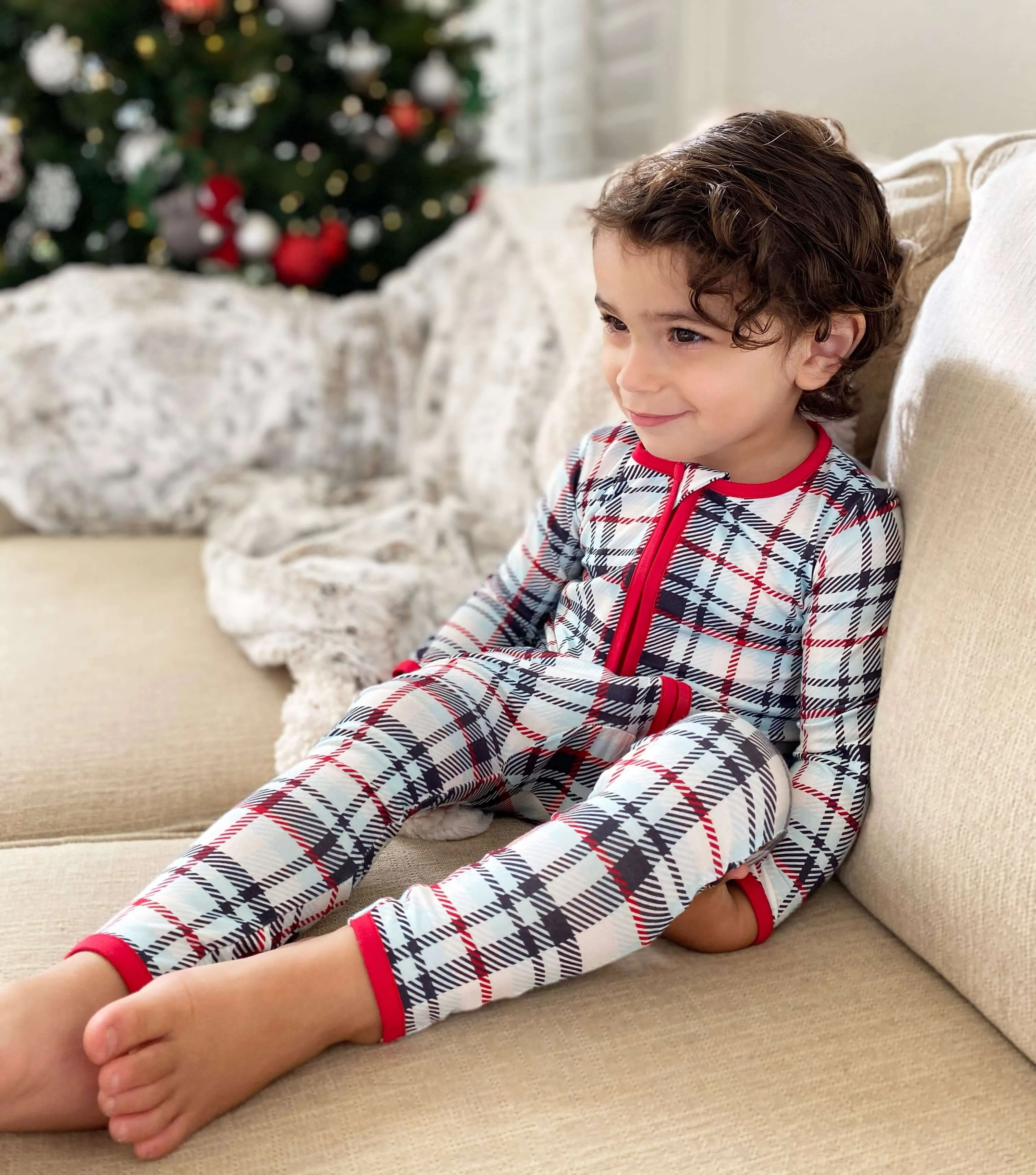 Original Holiday Plaid Bamboo Convertible Footie