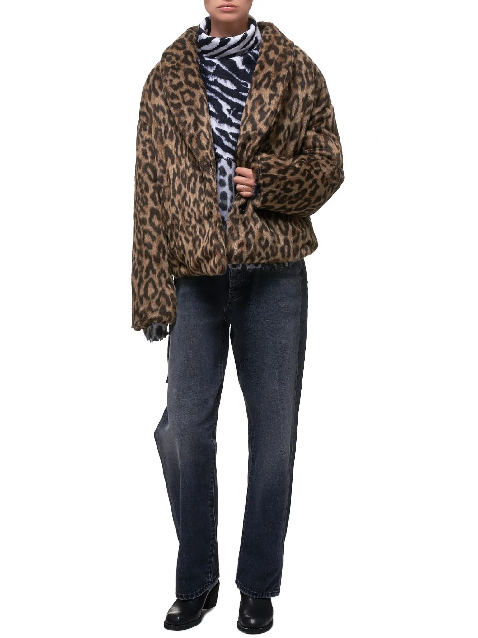 Oversized Leopard Jacket (UWEA101F19FAB001-LEOPARD)