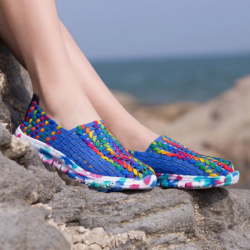 Owlkay Fantasy Color Mesh Hand Woven Shoes