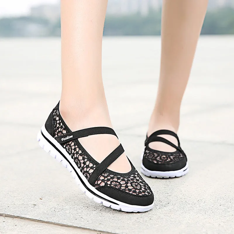 Owlkay Lace Breathable Casual Flat Shoes