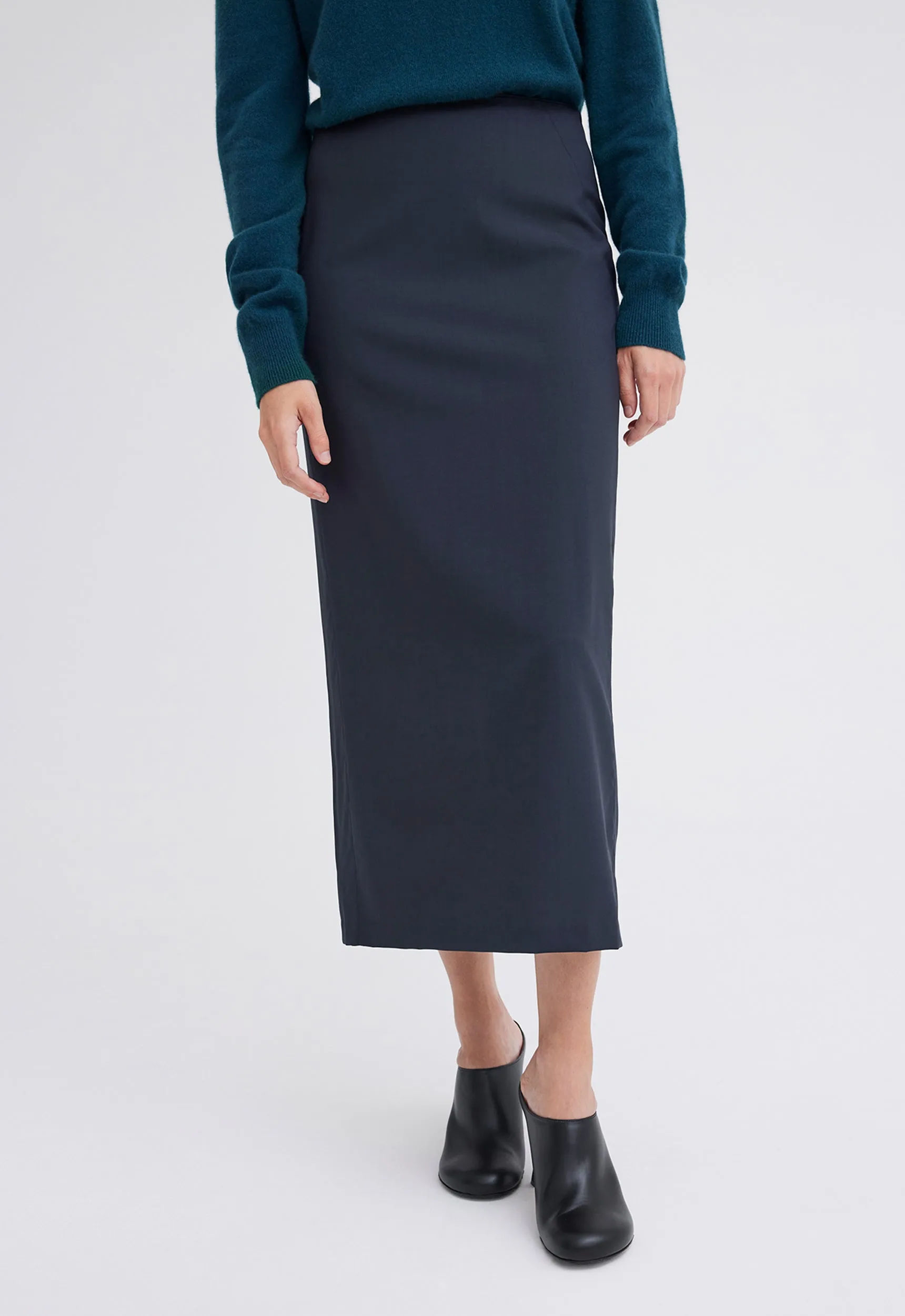 Pave Wool Midi Skirt - Bavaria Green