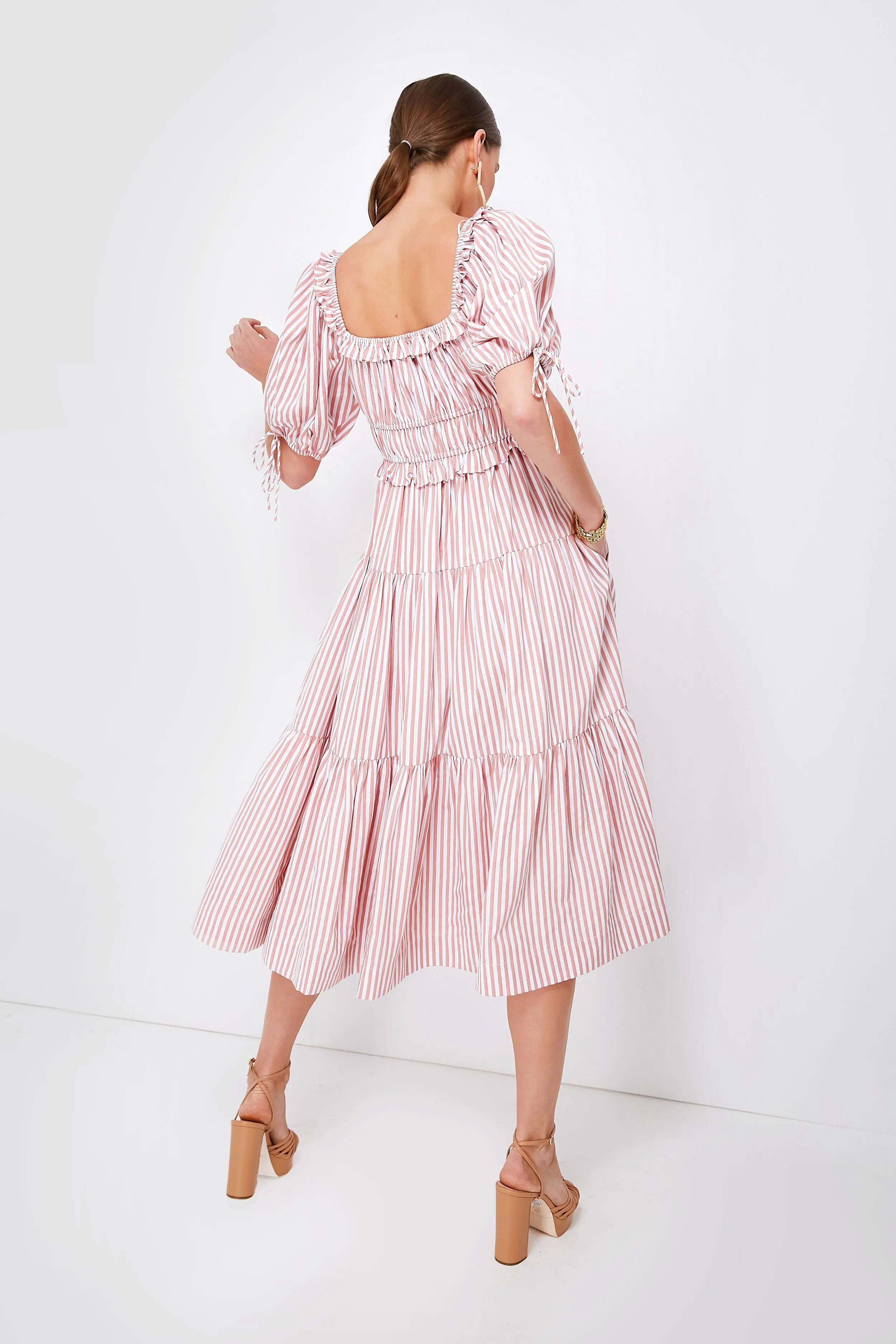 Pink Striped Brielle Midi Dress