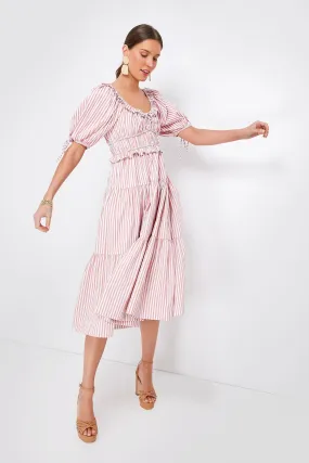 Pink Striped Brielle Midi Dress