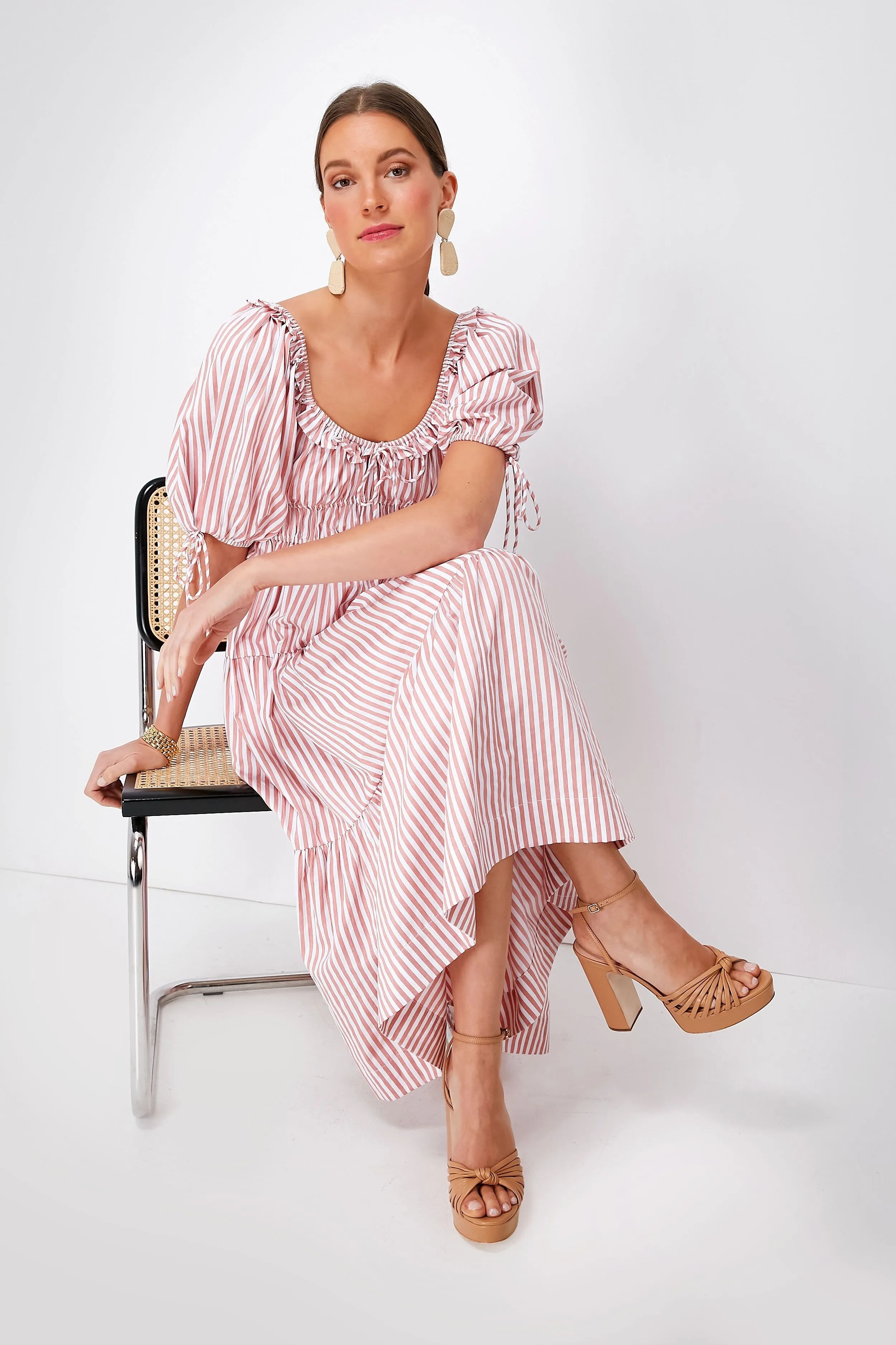 Pink Striped Brielle Midi Dress