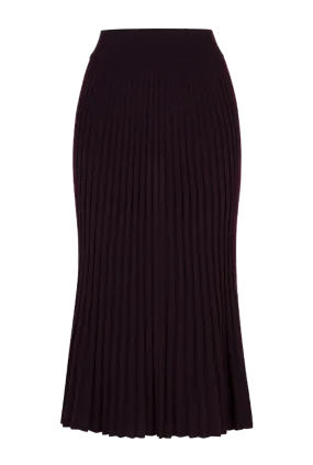 Pleated Wool Midi Skirt | Garnet