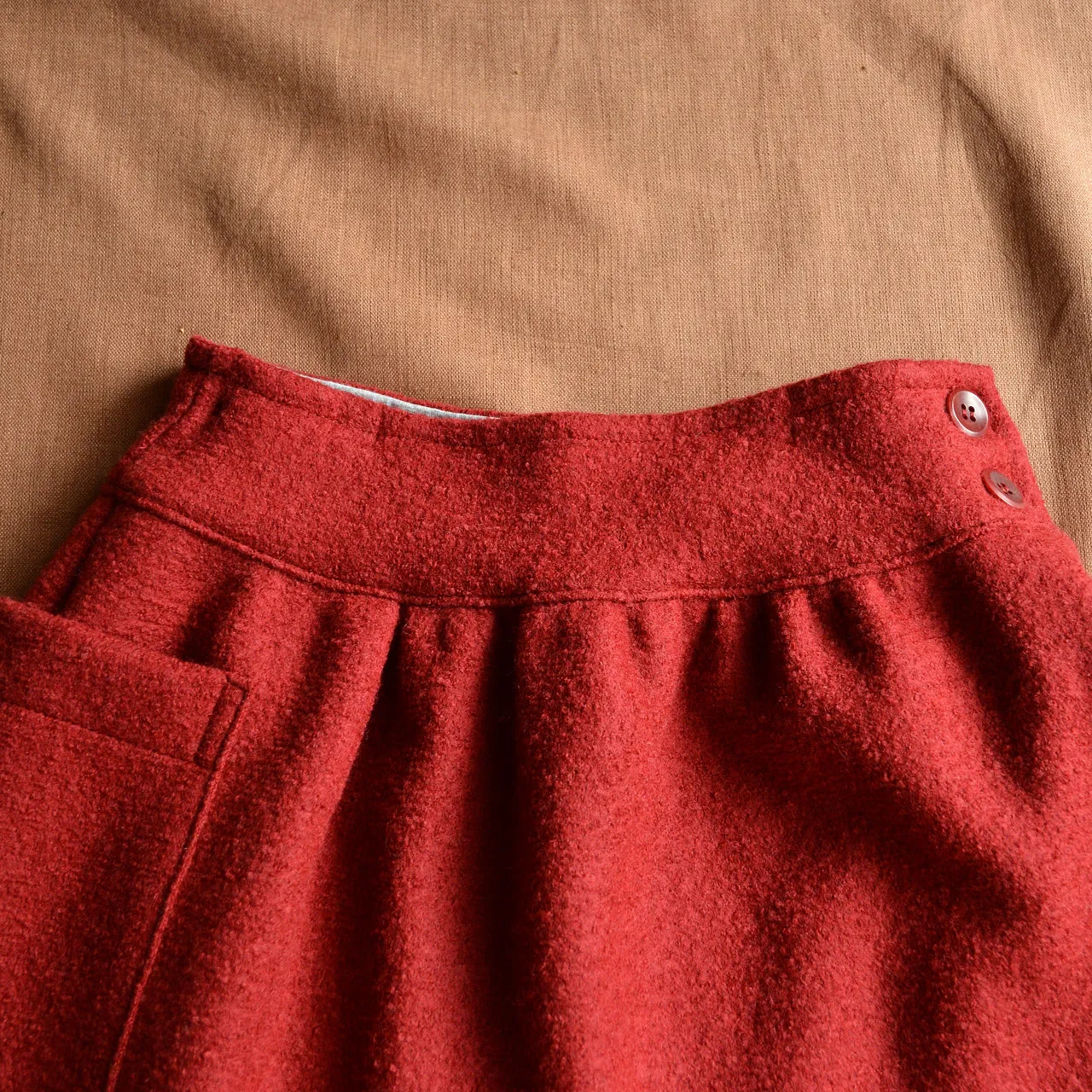 Pocket Skirt 100% Boiled Wool - Bordeaux (9-10y ) *Last One!