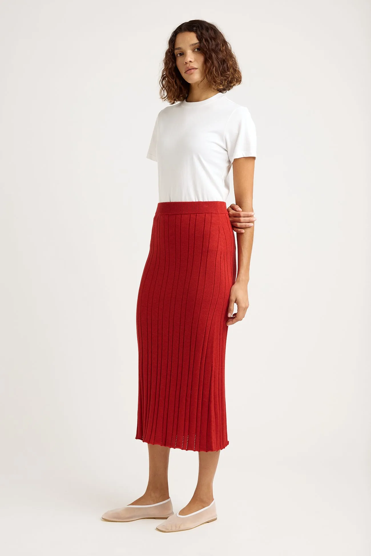 POINTELLE KNIT SKIRT